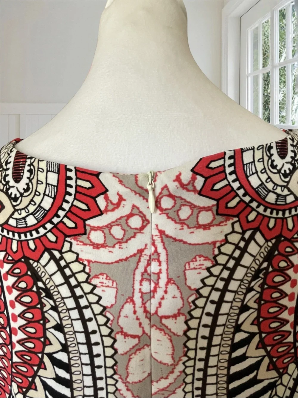 DRESSBARN Women's 24 Plus Lined Blood Orange Paisley Boho Geometric Maxi Dress - Picture 9 of 15